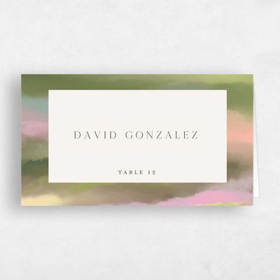 Green Boho Wedding Place Card - Highland