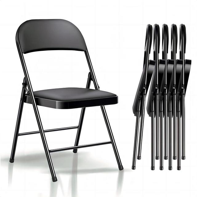 SKONYON 6 Pack Folding Chair Portable Double Braced Vinyl Chair