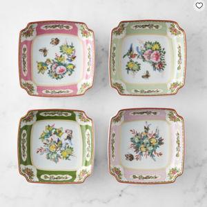 Famille Rose Square Dipping Bowls, Set of 4