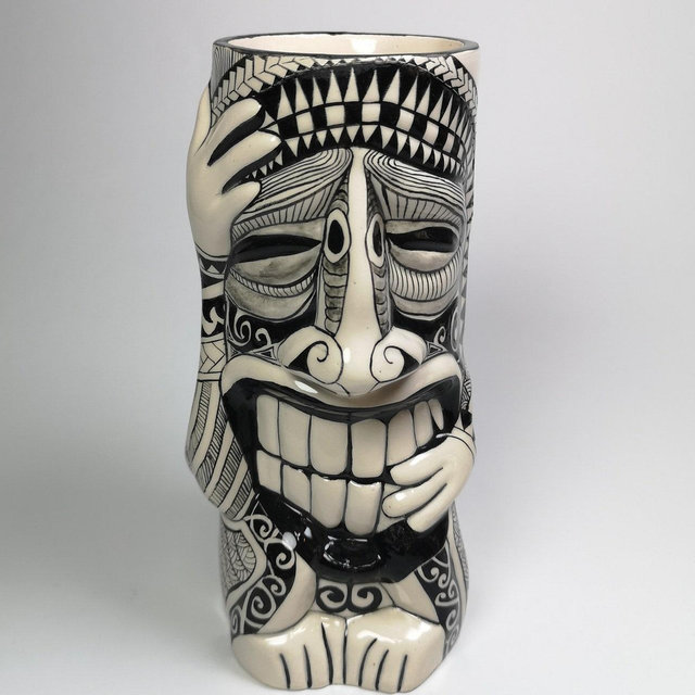 Handpainted Tiki Mug Drinkware || Tiki Style Mug || Ceramic Tiki Cups || Tiki Decor || Tiki Mugs for Cocktails or Ornament