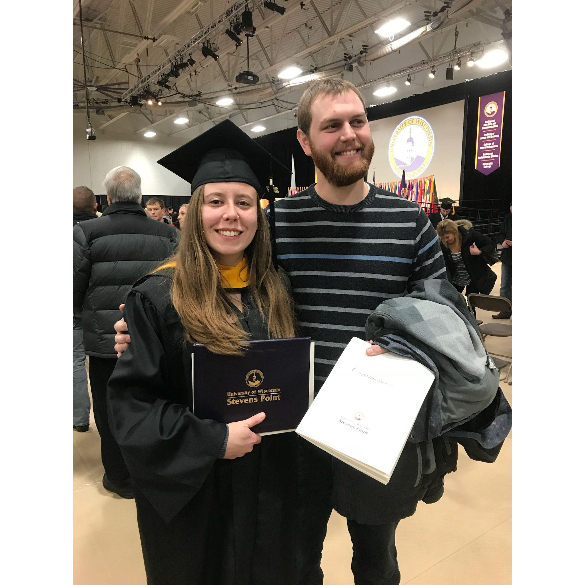 Becky's graduation ceremony from graduate school, UWSP, December 2017