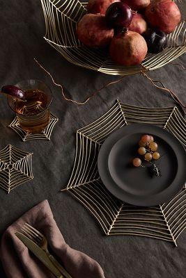 Spider Web Brass Coasters, Set of 4