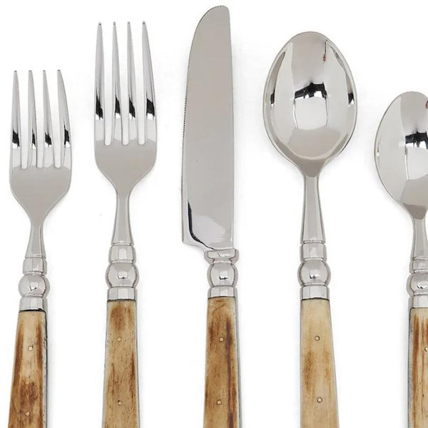 Southern Living Natural Bone 20-Piece Stainless Steel Flatware Set | Dillard's