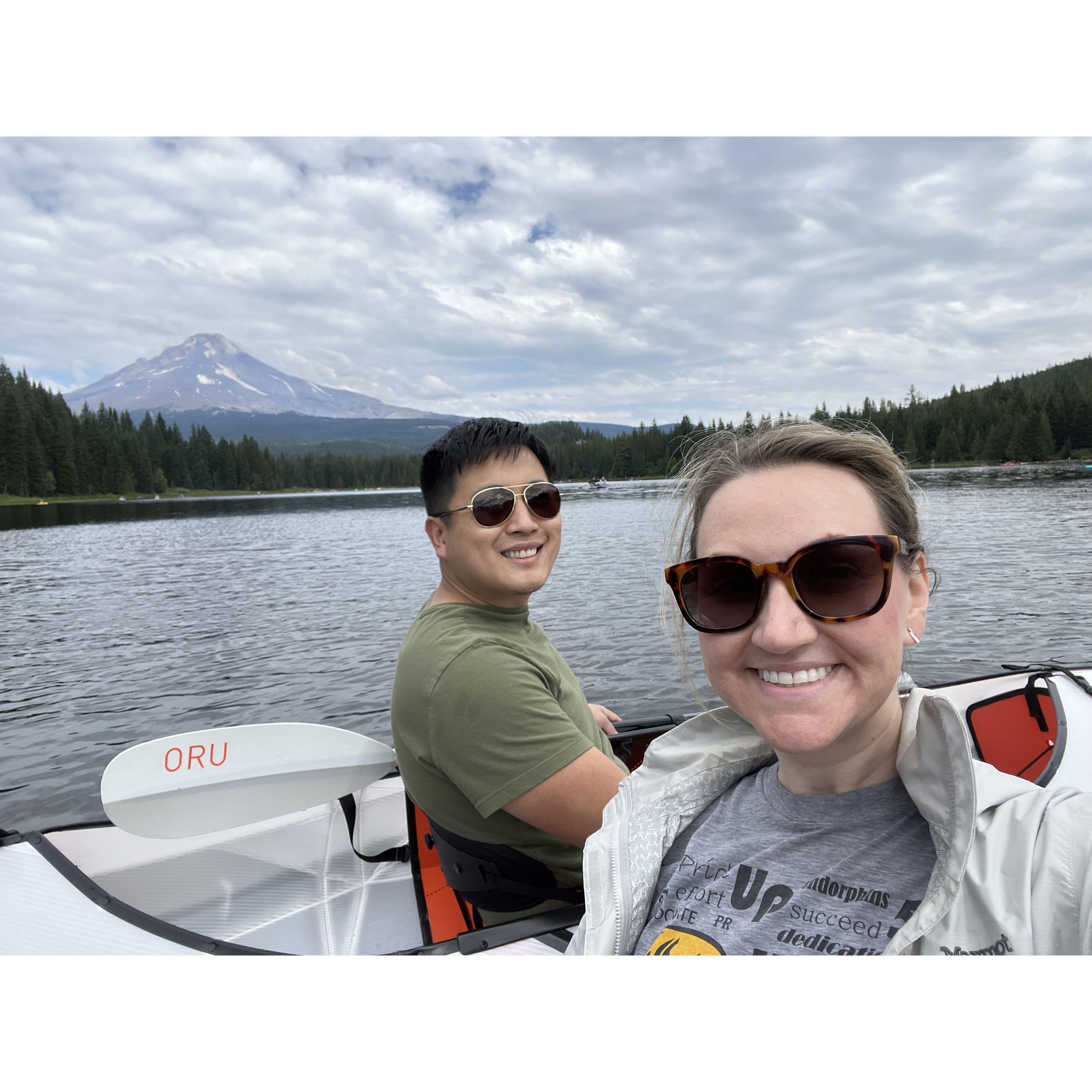 Kayaking at the base of Mt. Hood