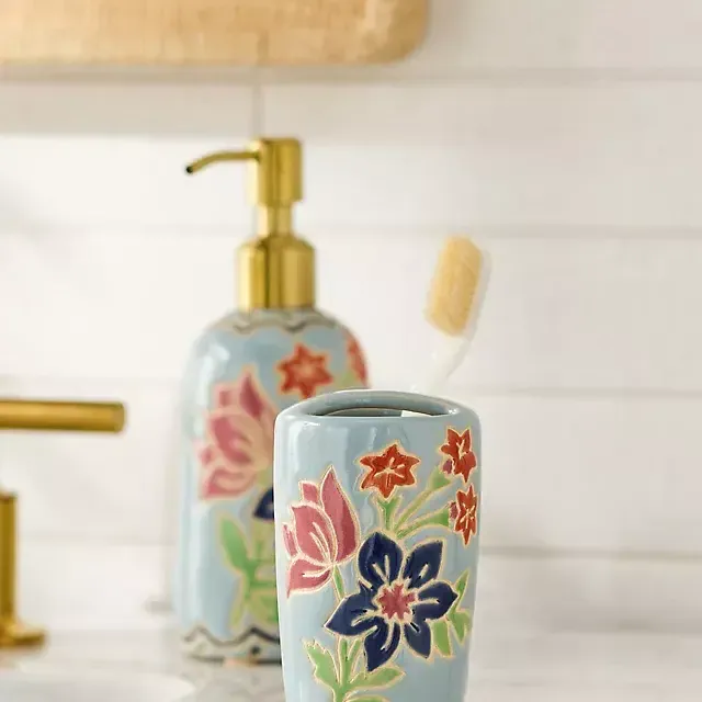 Hand-Painted Ceramic Toothbrush Holder