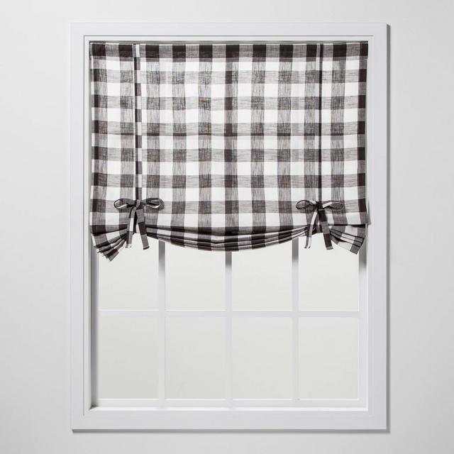 42"x63" Check Light Filtering Balloon Window Shade Gray - Threshold™