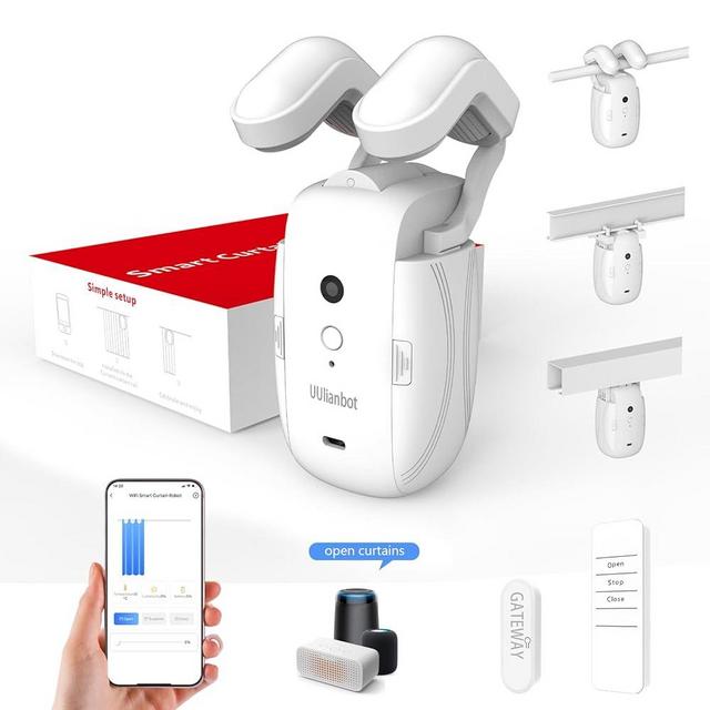 Automatic Curtain Opener and Closer - Smart Curtain Opener Electronic for Roman/U/T Rails, Bluetooth Curtain Opener with App/Timer, compatible with Alexa and Google Home, Electric Curtains with Remote