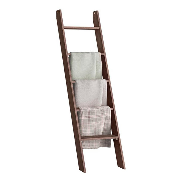VASAGLE Blanket Ladder Decorative Farmhouse for The Living Room, 5-Tier Ladder Shelf, Ladder Rack for Storage and Decor, Maroon Brown ULLS018T51