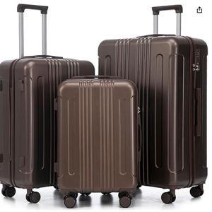 Merax 3 pcs/set in ABS Spinner Wheel Luggage Set (brown-brown color)