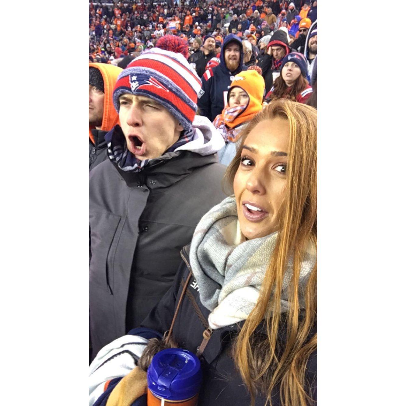 Broncos vs Patriots game in Denver.