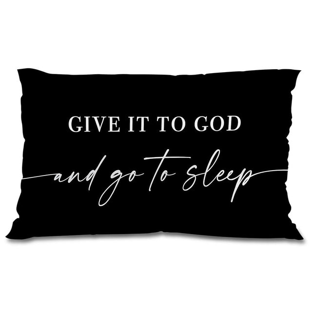 Knibeo Give It to God and Go to Sleep, Decorative Pillows Cover for Bed, Throw Pillows Cover for Bed,12x20 Inch Pillow Case,Decorative Bed Pillows for Bedroom Room(12x20, Black)