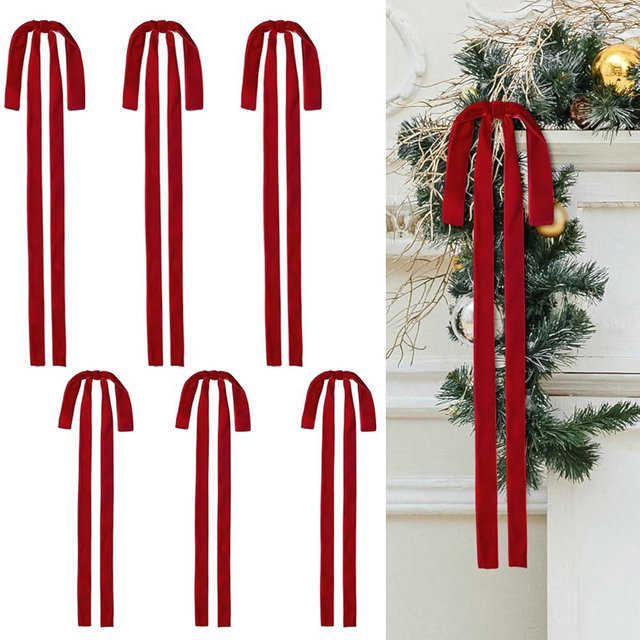 Wironlst 12Pcs Velvet Christmas Bows Large Vintage Velvet Bows for Christmas Tree, Garland Staircase Wreaths Holiday Xmas Decorations (Red)