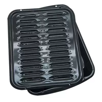 Range Kleen® Heavy-Duty Porcelain Full Size Broiler Pans in Black