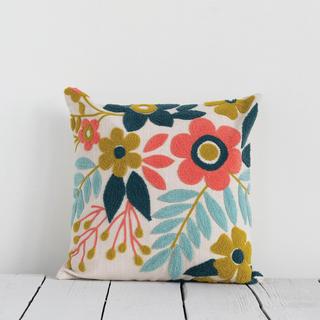 Floral Embroidered Pillow