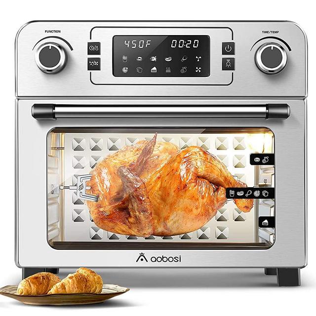 Aobosi Toaster Oven Air Fryer Oven Toaster Convection Oven Digital Countertop Rotisserie Oven Pizza Oven 10-in-1 Multi-Function Toast/Roast/Broil/Bake/Dehydrate|Large 24Qt|Recipe|1700W 16x13x16"
