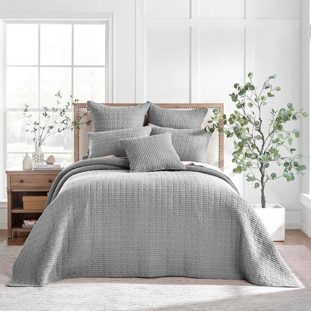 Mills Waffle Grey Bedspread Set - King Bedspread and Two King Pillow Shams - Levtex Home