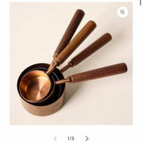 Walnut and Copper Measuring Cups