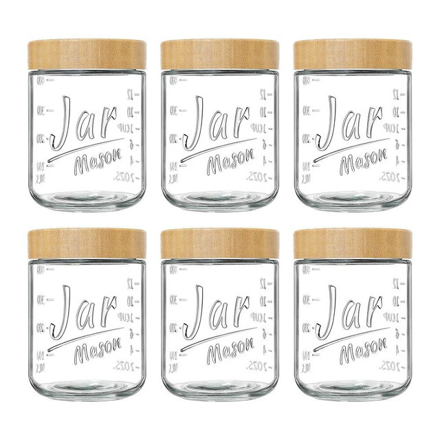 Xyptorix Glass Overnight Oats Containers with Lids (6-Pack), 16 oz Mason Jars with Bamboo Lids for Meal Prep, Chia Seed Pudding, Yogurt & Oatmeal - Airtight Food Storage Jars for Breakfast On-the-Go