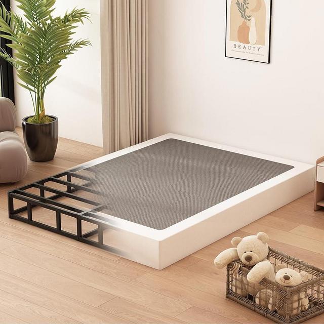 Husleephu Box Spring for Queen Bed 8 Inch, High Profile Metal Queen Box Spring Bed Base with Fabric Cover, Sturdy Mattress Foundation, Easy Assembly, Noise Free, Black