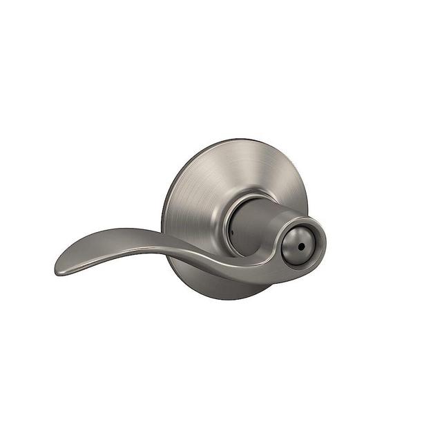 Schlage F40 ACC 619 Accent Door Lever, Bed & Bath Privacy Lock, Satin Nickel