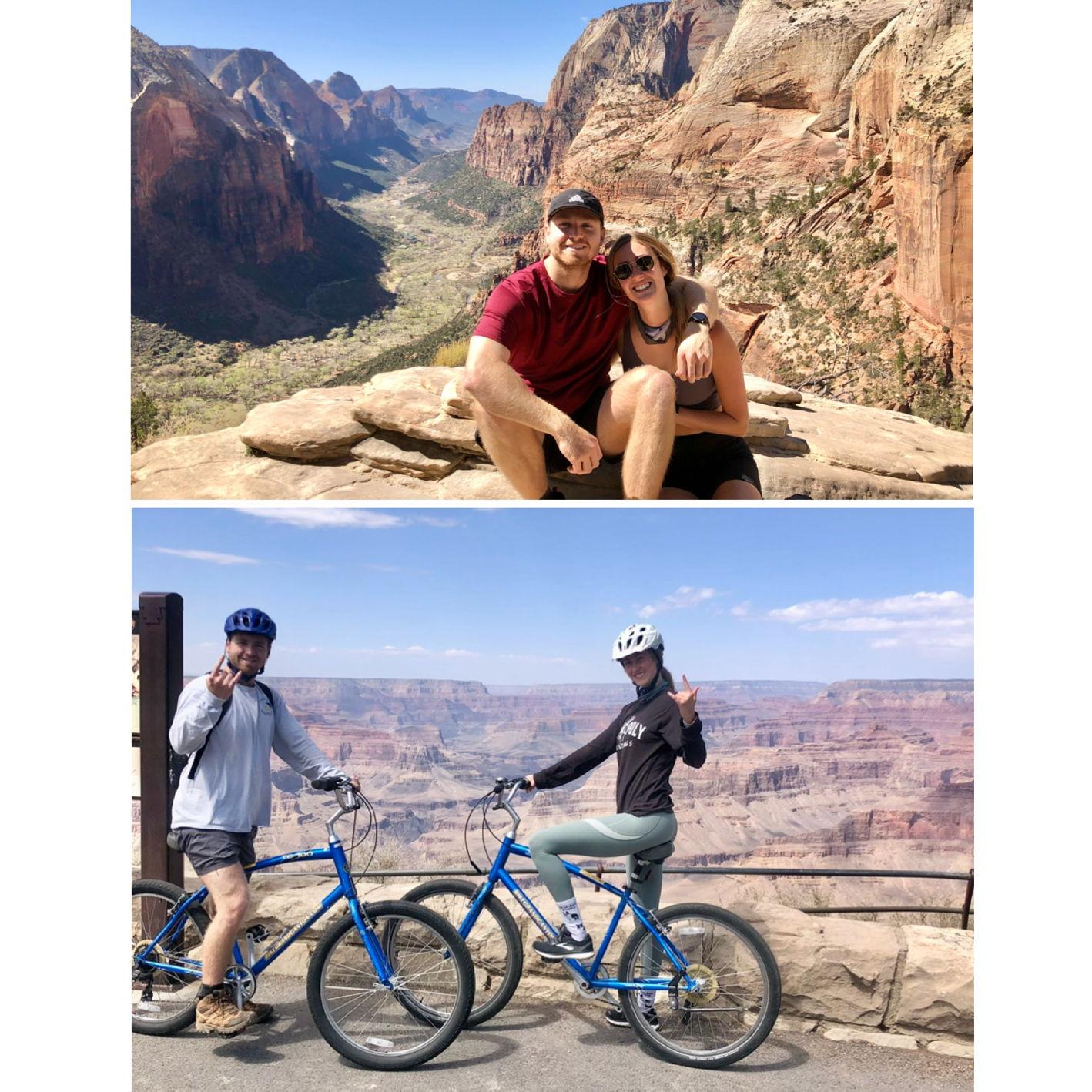 Highlights from our fav roadtrip - shaking in our boots at the top of Angel's Landing & biking the Grand Canyon!