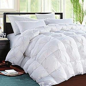 C&W Luxurious Goose Down Comforter Queen Size Duvet Insert 800 TC, 50 Oz Fill Weight,All Season Lightweight Down Comforter (Queen Size,White）
