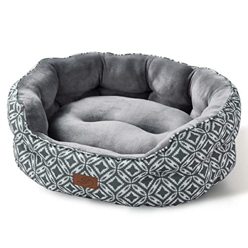 Bedsure Small Dog Bed & Cat Bed, Round Pet Beds for Indoor Cats or Small Dogs, Round Machine Washable Super Soft & Plush Flannel Pet Supplies, Slip-Resistant Oxford Bottom,Coin Print Grey