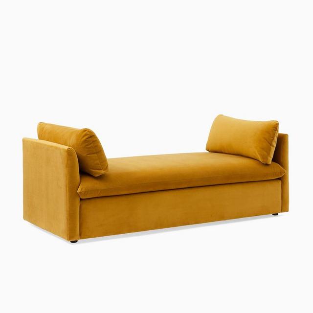 Shelter 71" Petite Daybed, Poly, Performance Velvet, Dijon, Concealed Support