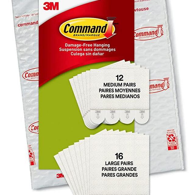 Command Large and Medium Picture Hanging Strips, 28 Pairs White Picture Hanger - 16 L Pairs & 12 M Pairs