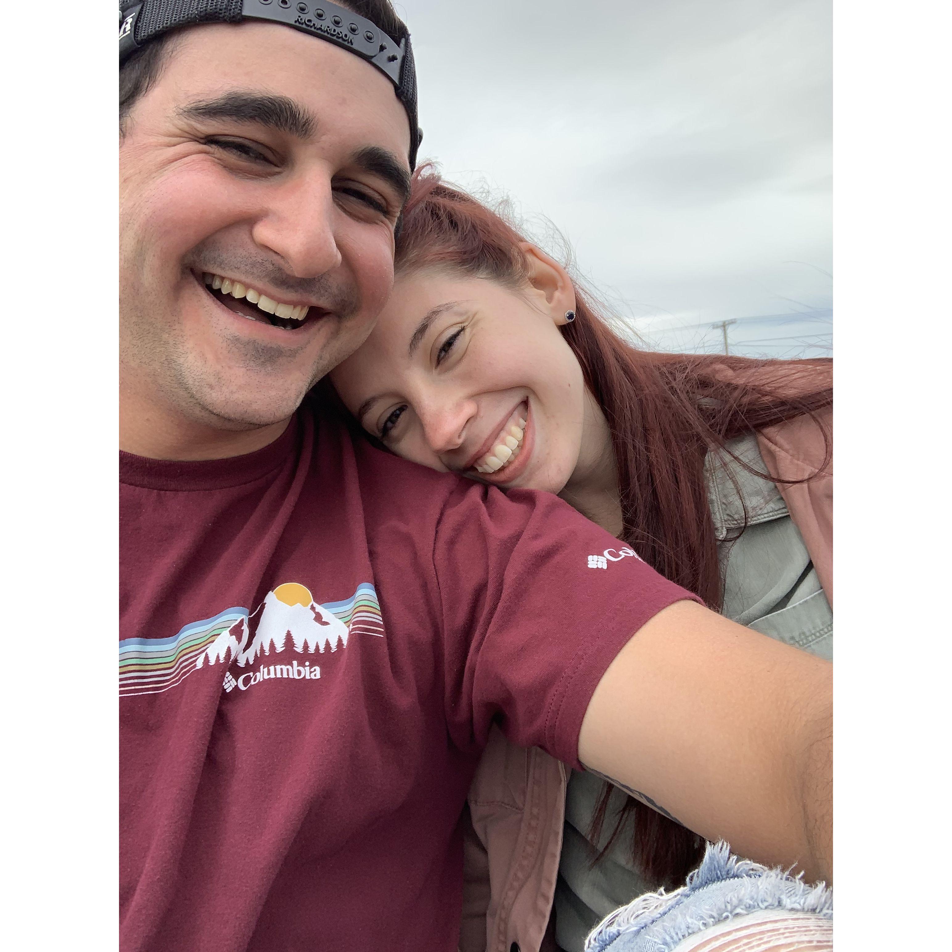 Our first date at York Beach on a windy spring day.