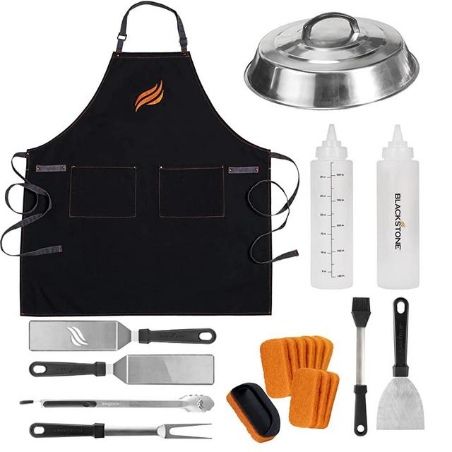 Blackstone 5179 Griddle Accessories 22 Piece Complete Gril Cooking Kit with Heat Resistant Handles-Outdoor Indoor Backyard Grilling for Home Kitchen and Restaurant for Both Men and Women, Black