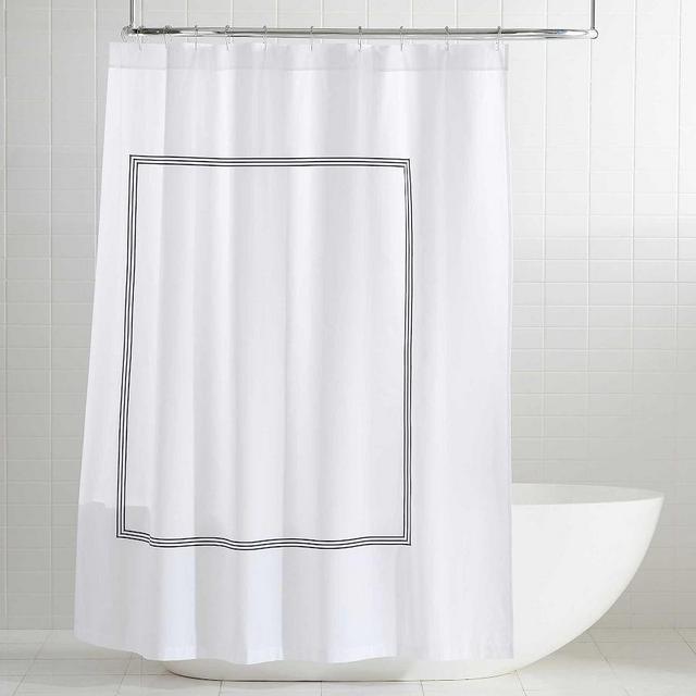 Midnight Grand Embroidered Organic Shower Curtain, 72"