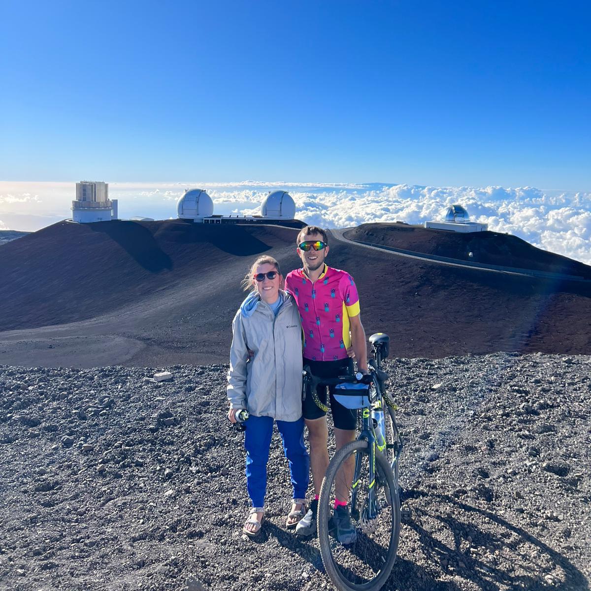 Nick completing his ride up Mauna Kea in Hawaii