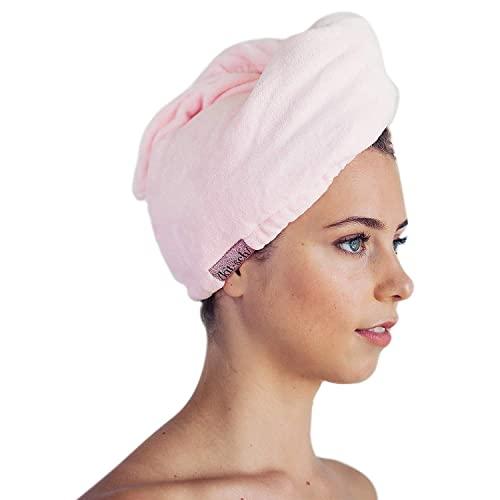 Kitsch Microfiber Hair Towel Wrap for Women, Hair Turban for Drying Wet Hair, Easy Twist Hair Towels (Blush)