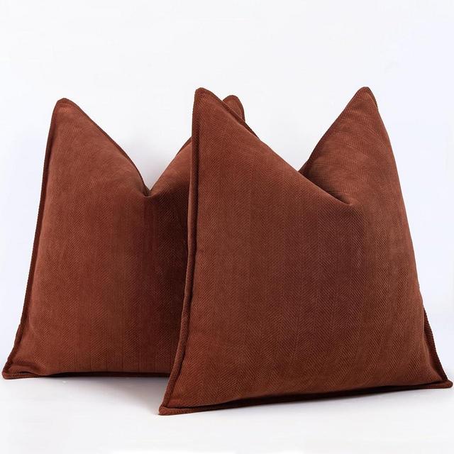 ZWJD Rust Pillow Covers 18x18 Set of 2 Chenille Pillow Covers with Elegant Design Soft and Luxurious Decorative Throw Pillows for Couch, Bed, and Home Decor