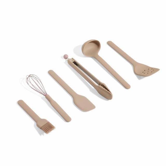 Our Place Utensil Essentials - 6-Piece Silicone Cooking Utensil Set | Ergonomic, Heat-Resistant, Dishwasher Safe | Spatula, Ladle, Whisk, Slotted Turner, Basting Brush, Tongs | BPA-Free | Steam