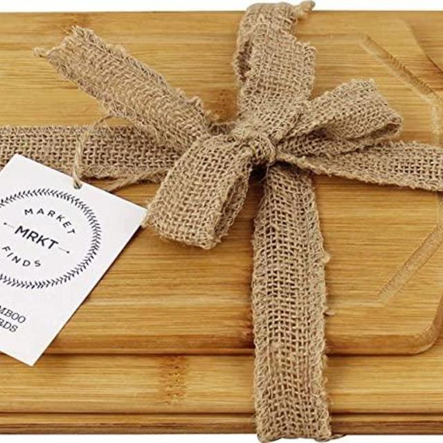MRKT FINDS 100% Organic Bamboo 3pc Cutting Board Set, Chefs #1 Favorite Brand For All Your Home and Entertaining needs (3 Pack 14x8, 10x7, 8x6 Bamboo Cutting Boards)