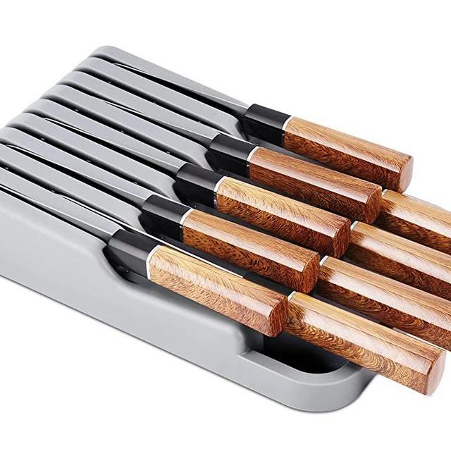SOMIER In-Drawer Knife Block Kitchen Organizer Tray for Cutlery Drawer Holder Storage, Fit for 9 Knives