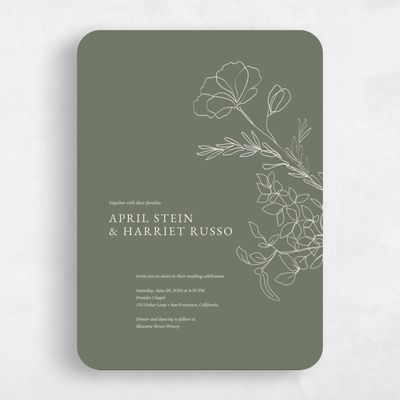 Green Rounded Wedding Invitation - Essenza Bloom
