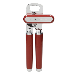 KitchenAid Classic Multifunction Can Opener and Bottle Opener Easy to Use, Razor Sharp Stainless Steel Cutting Wheel, Soft Ergonomic Handles, Empire Red