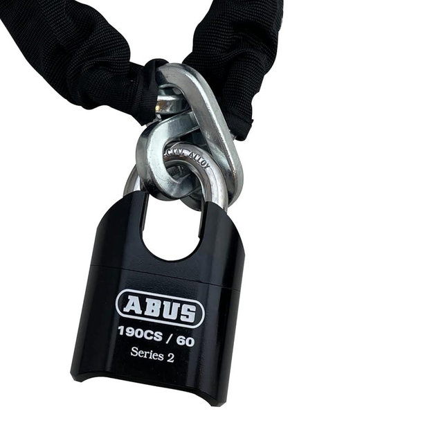 ABUS Hardened Steel 10KS 10 Foot x 5/16" Thick Square Security Chain with ABUS 190CS/60 High Security Solid Steel Combination Padlock, for Bikes, Containers, Trailers, ATV's, Motorcycle