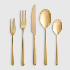 Quince | Gia Minimalist 20 Piece Flatware Set in Brushed Gold