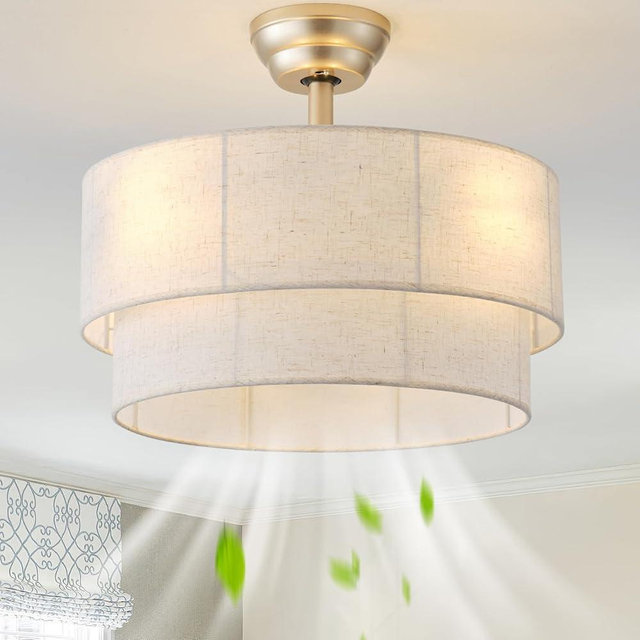 Glmthux 20" Boho Ceiling Fans with Lights, Coastal Fandelier Chandelier Ceiling Fan with Light Remote Control, Caged with 6 Speeds for Bedroom, Nursery (Beige)
