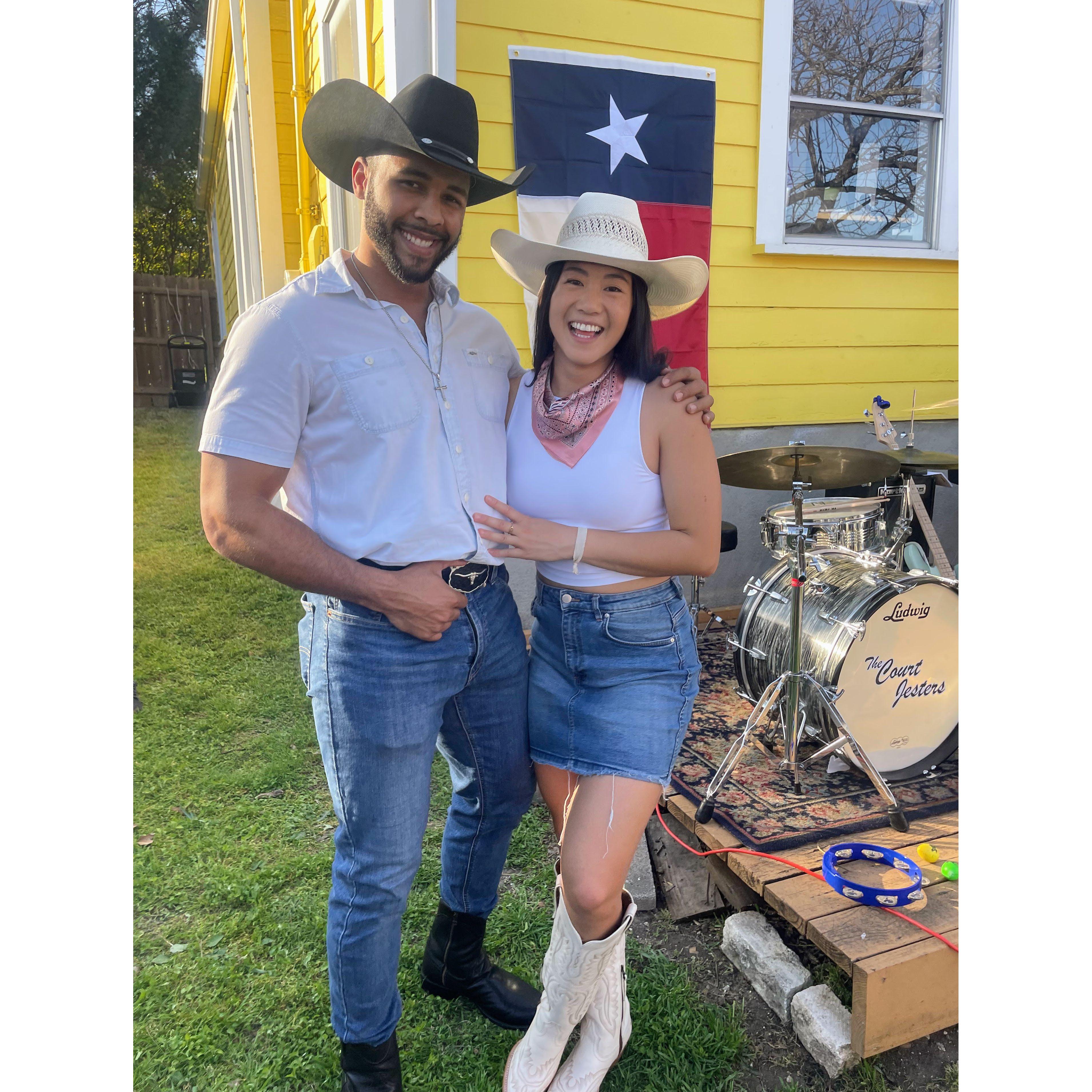 Their first western-themed party Haley finally bought her first cowboy hat & boots! Only after living in TX since 2013.