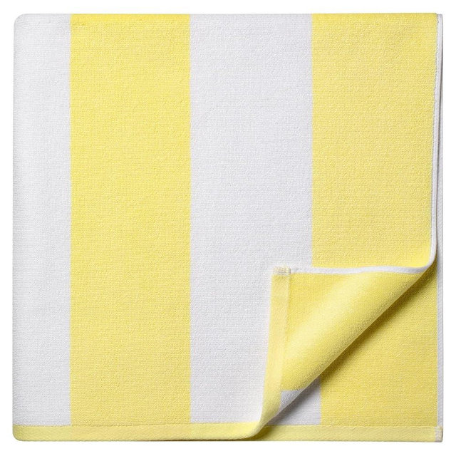 WEDPLAN Cotton Oversized Beach Towel - 40 x70 Inch Extra Large Striped Pool Towel, Big Soft Terry Cloth Yellow Cabana Swim Towel