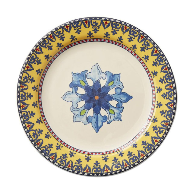 Sicily Dinner Plate, Each, Yellow Rim