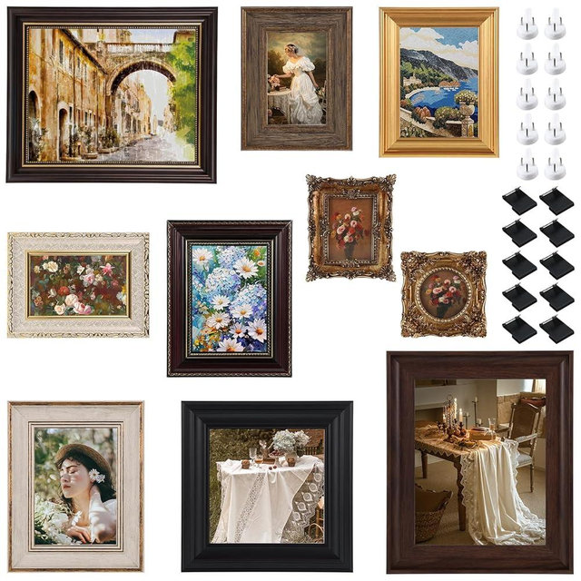 10 Pack Vintage Picture Frames for Wall or Tabletop Display Ornate Vintage Picture Frames Vintage Wall Art for Gallery Bedroom Living Room Antique Photo Frame for Wall Décor(Modern)