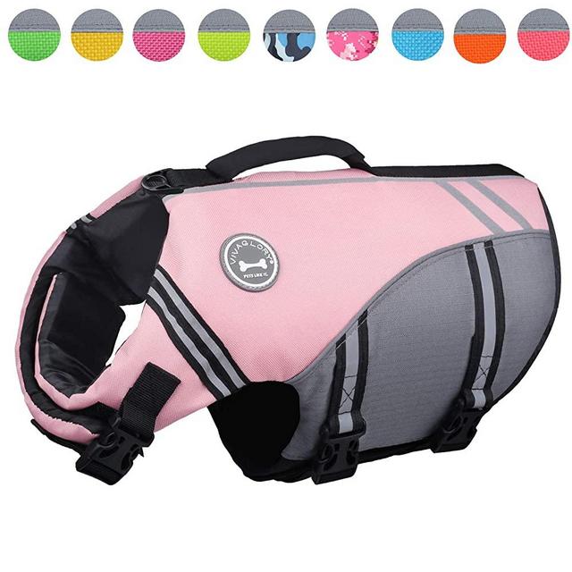 Vivaglory New Sports Style Ripstop Dog Life Jacket Safety Vest with Superior Buoyancy & Rescue Handle
