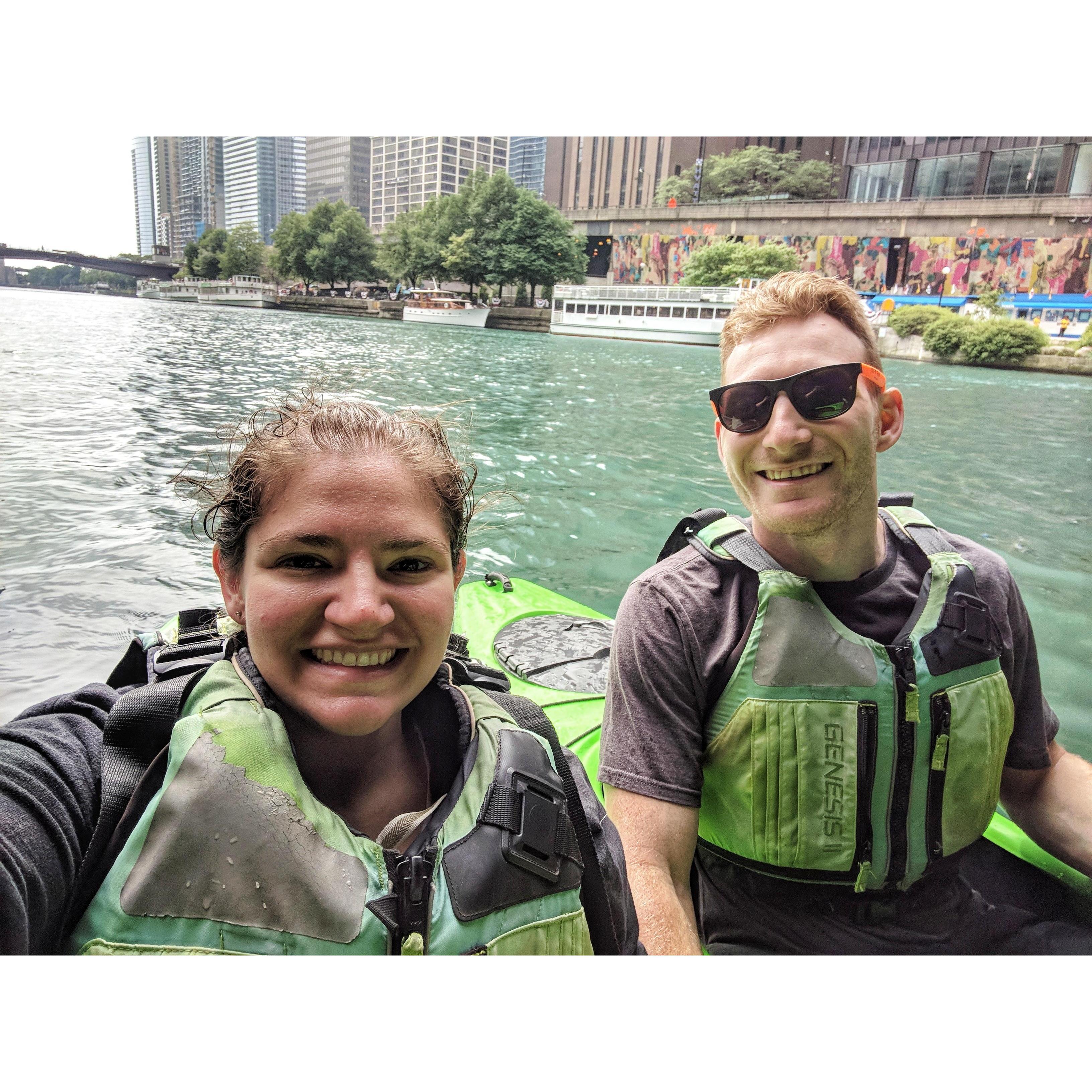 Kayaking on the Chicago River.