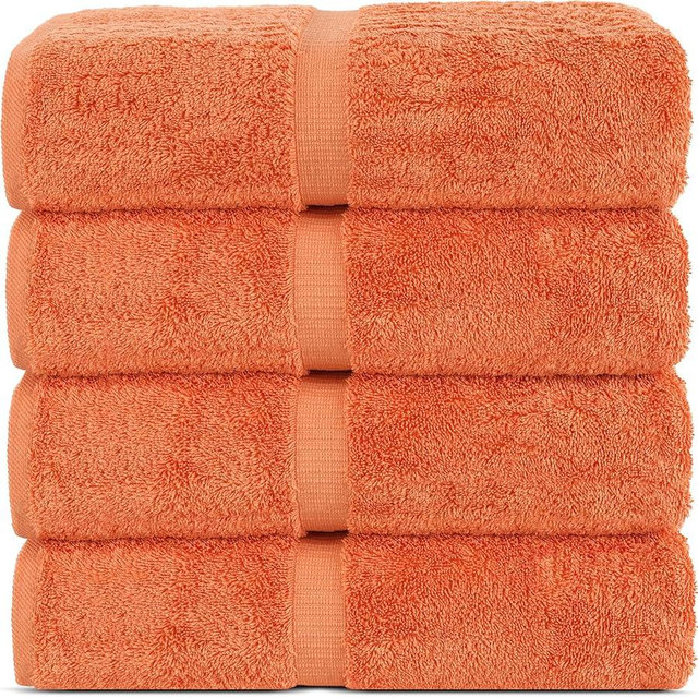 Chakir Turkish Linens 100% Cotton Premium Turkish Towels for Bathroom | 30'' x 60'' Large Bath Towels (4 Piece, Coral)